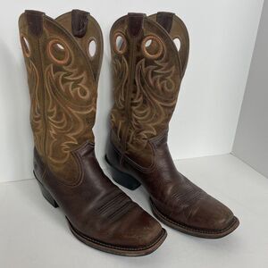 Ariat Sport Wide Brown Black Leather Cowboy Boots Mens Size 9.5 D Style 10014025